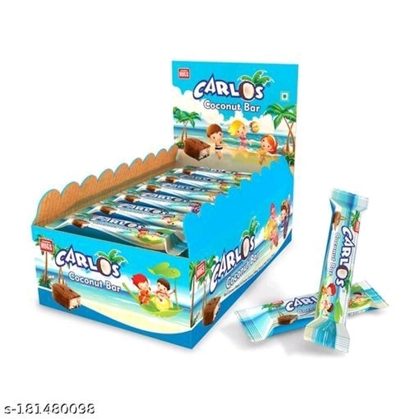 Hugs Carlos Coconut Chocolate Bar| Coconut filled Chocolate (30 pcs in a box)Name: Hugs Carlos Coconut Chocolate Bar| Coconut filled Chocolate (30 pcs in a box)Brand: HUGSFSSAI License Number: 10014011001605Shelf life (Best Before): 12 MonthsNet Quantity (N): 1Veg/NonVeg: VegWeight: 550gm- Hugs Carlos Coconut Chocolate Bar has the goodness of real coconut flakes in creamy coconut f
