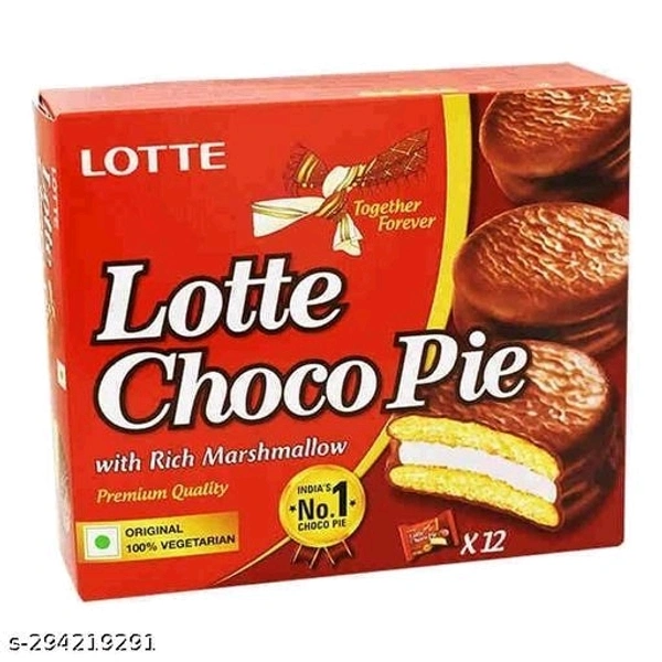 Lotte Choco Pie,Chocolate Chip CookiesName: Lotte Choco Pie,Chocolate Chip CookiesFSSAI License Number: 22023037000696Shelf life (Best Before): 6 MonthsNet Quantity (N): 18Veg/NonVeg: VegWeight: 450gm1 BOX=18 PICSCountry of Origin: India