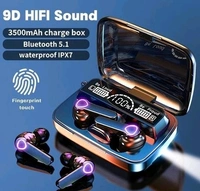 Hot M19 Tws wireless Earbuds and earpods Wireless TWS Earbuds with Power Charger Case Waterproof Headset Flashlight Mirror Earbuds and earpods Bluetooth Headphones & Earphones