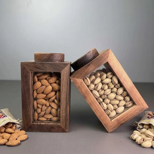 Teakwood dry fruits container
