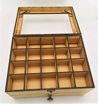 40 Slot Jewelry Box Drawer Style with Acrylic Lid - 12"/10"/5", 8mm, 3096