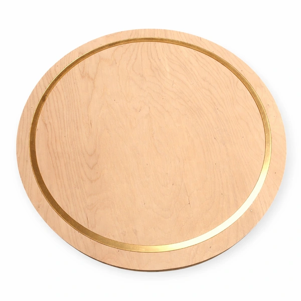 Birch Wood Round base with Golden acrylic ring - 14 Inches