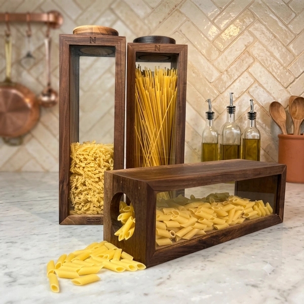 Teakwood pasta container
