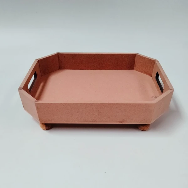 Hexagonal Stylish tray with leg - 12x9x1.75 inches, Brown, 8mm, 1000