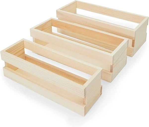 Pinewood Nested Tray / Crates for Storage - Set fo 3
