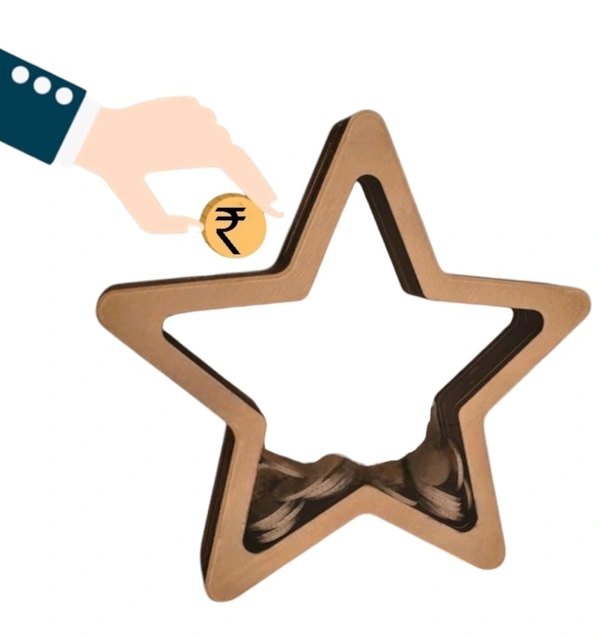 Self Standing Piggy Bank- Star - 6 inches, Assembled