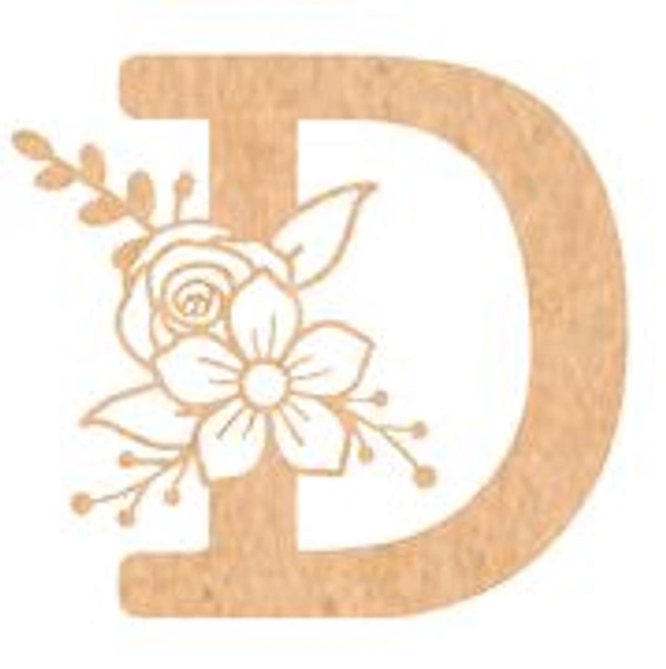 Floral Monogram A-F - 12 inches, D