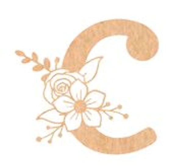 Floral Monogram A-F - 10 inches, C