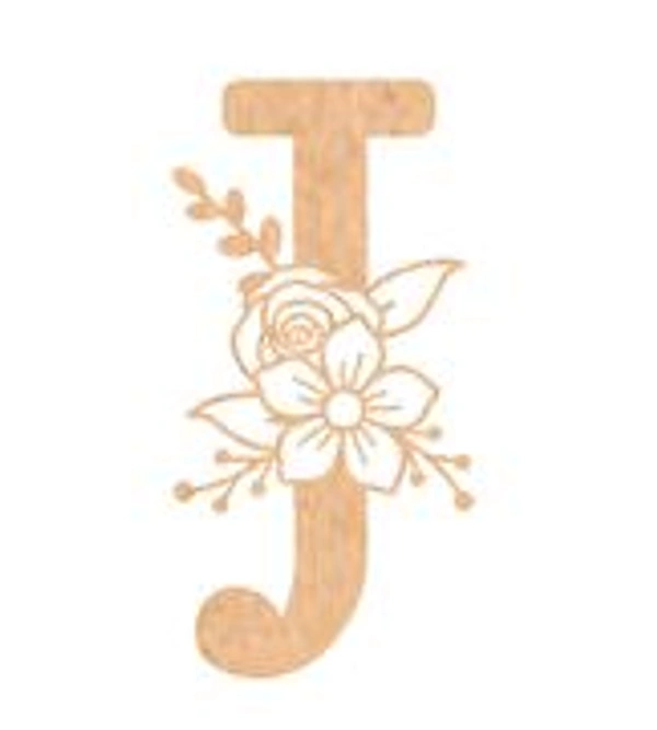 Floral Monogram G-L - 4 inches, J