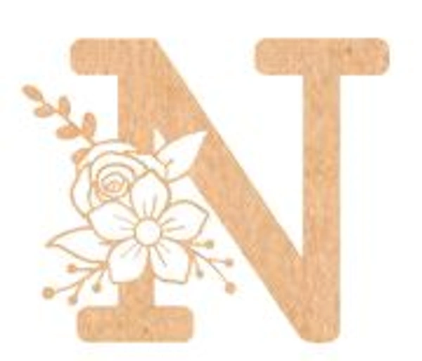 Floral Monogram M-Q - 6 inches, N