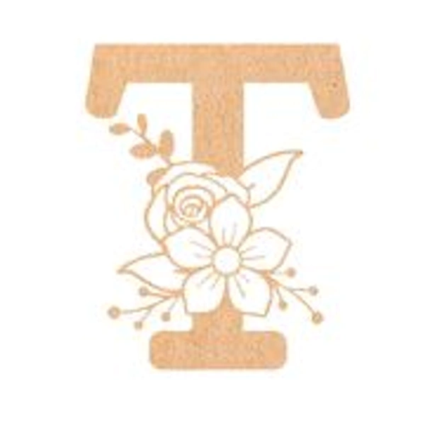 Floral Monogram R-V - 4 inches, T