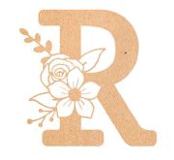 Floral Monogram R-V - 6 inches, R