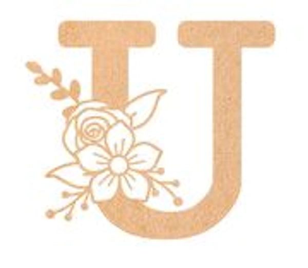 Floral Monogram R-V - 6 inches, U