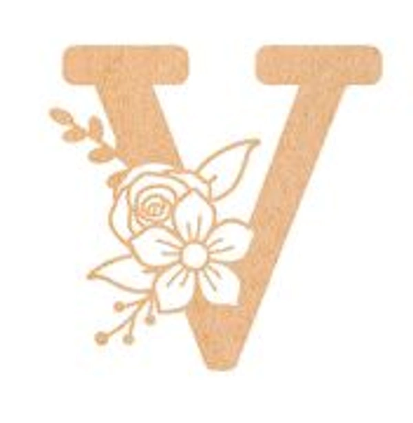 Floral Monogram R-V - 12 inches, V