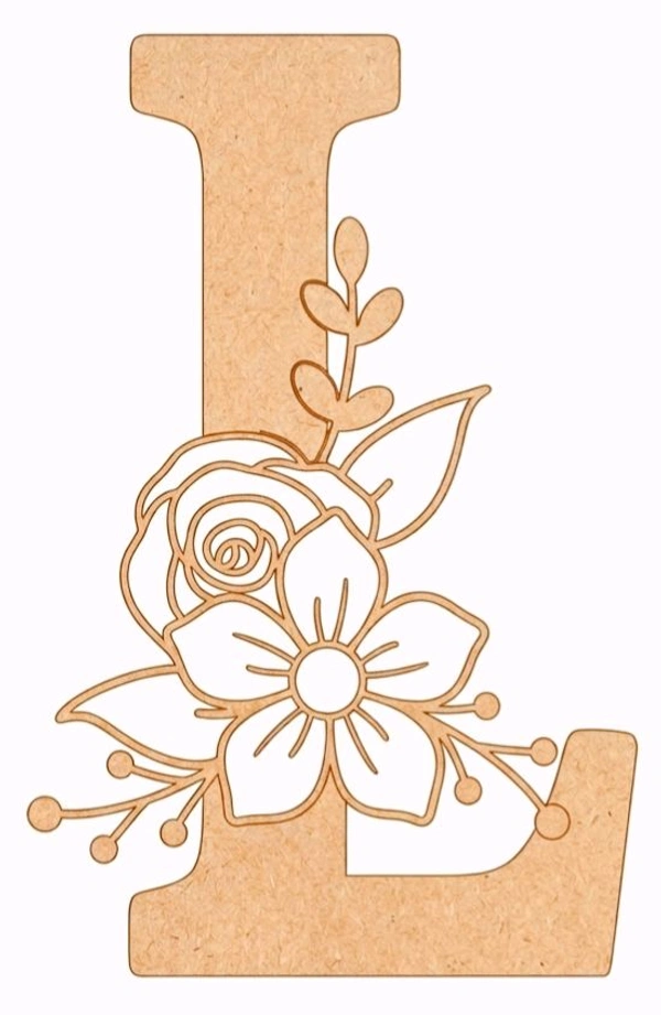 Floral Monogram G-L - 4 inches, L