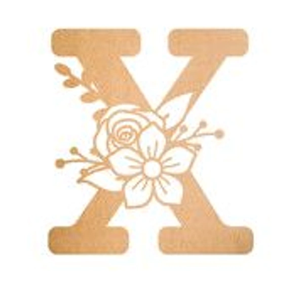 Floral Monogram W-Z - 4 inches, X