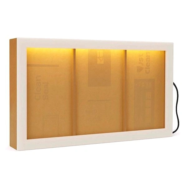 White 3 Equal Partition Varmala Preservation Frame / Shadow Box With 3 Side LED Light - 24 * 14 * 3 Inches