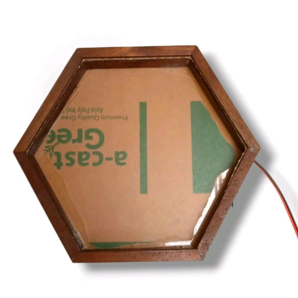 Hexagon LED Teakwood Frame - 10 * 10 * 1 inches