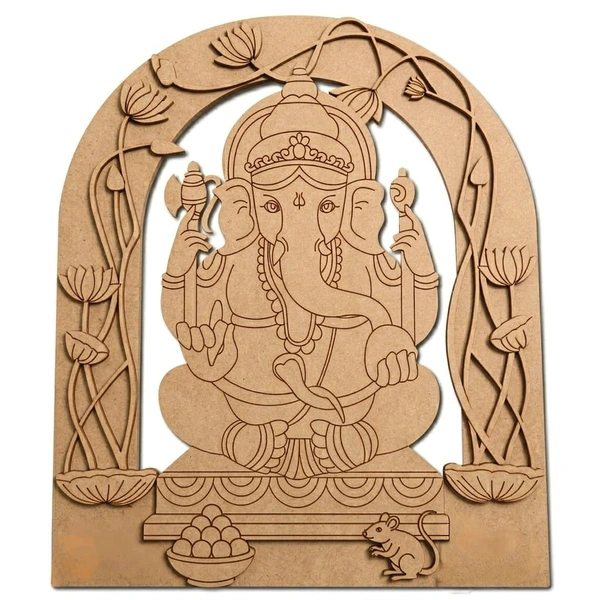 Multi layered MDF Ganesh Cutout - 12 inches, 4 + 4 mm