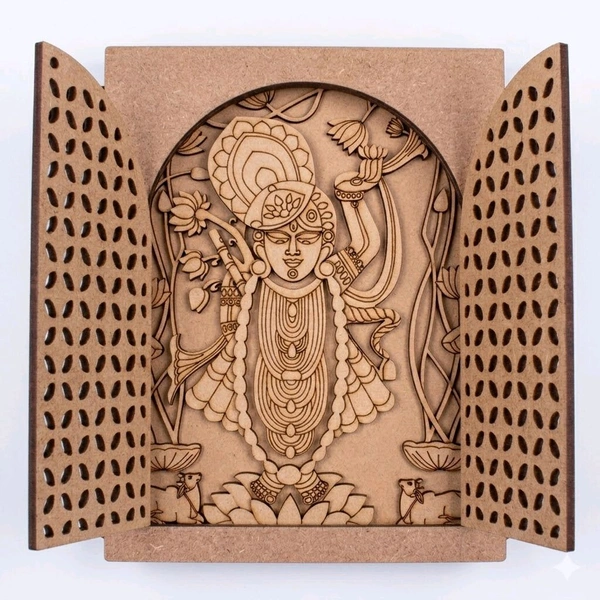Shreenathji with Jharokha Window With Jali Door - 18 inches