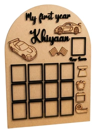 Baby Birthday Frame With 13 Photo - Gold, 24 * 18 inches