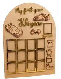 Baby Birthday Frame With 13 Photo - White, 24 * 18 inches