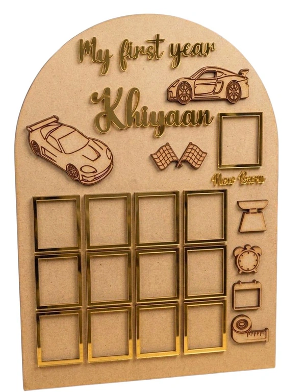 Baby Birthday Frame With 13 Photo - White, 24 * 18 inches