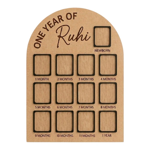 Baby Birthday Frame With 13 Photo - Black, 24 * 18 inches