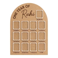 Baby Birthday Frame With 13 Photo - Gold, 18 * 13 inches
