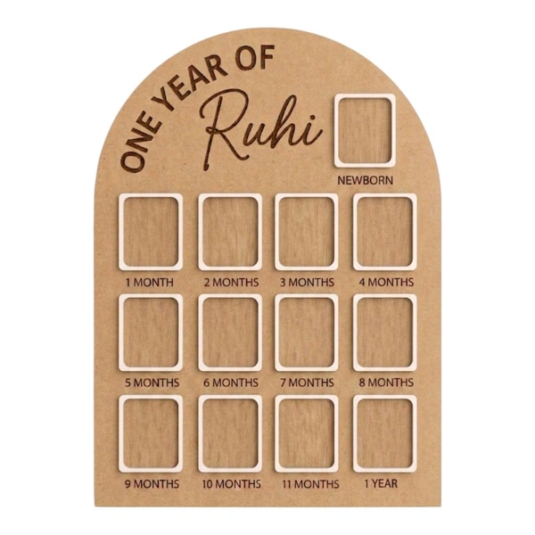 Baby Birthday Frame With 13 Photo - Gold, 18 * 13 inches