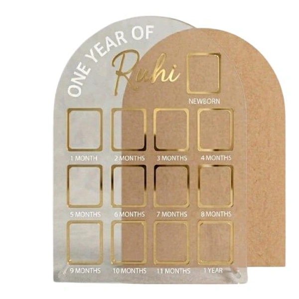 Acrylic base Baby Birthday Frame With 13 Photo - Gold, 24 * 18 inches