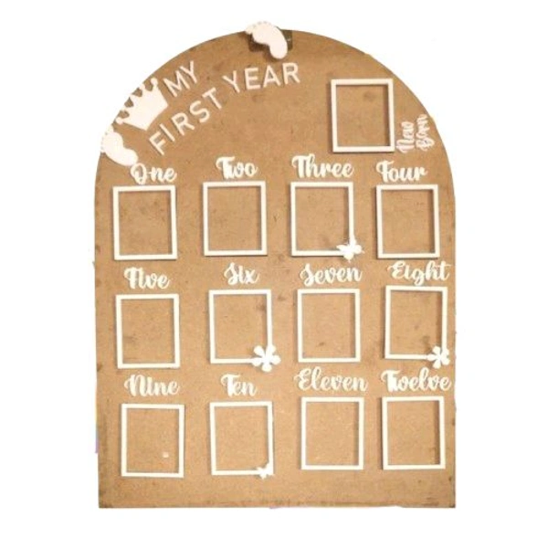 Baby Birthday Frame With 13 Photo - Gold, 24 * 18 inches