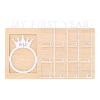 Baby Birthday Berch Wood Frame With 13 Photo - Gold, 18 * 13 inches