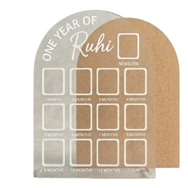 Acrylic base Baby Birthday Frame With 13 Photo - white, 18 * 13 inches