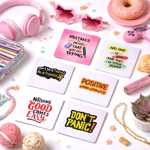 Premium Acrylic Tea Coasters UV Printed Set of 6 with Stand | Witty / Funny