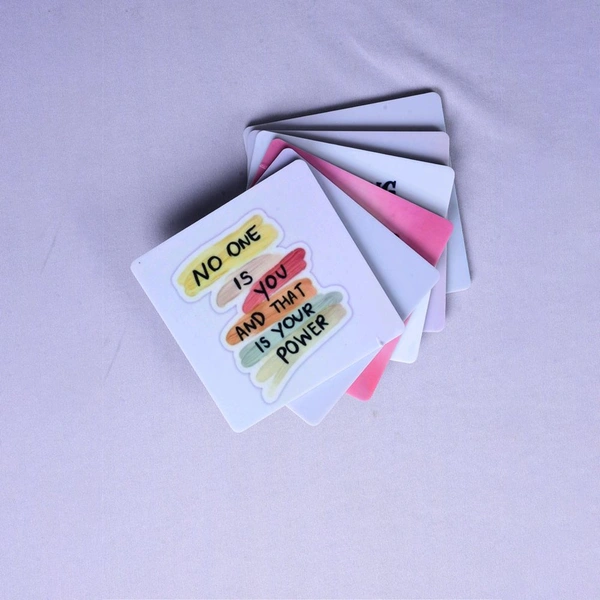 Premium Acrylic Tea Coasters UV Printed Set of 6 with Stand | Witty / Funny