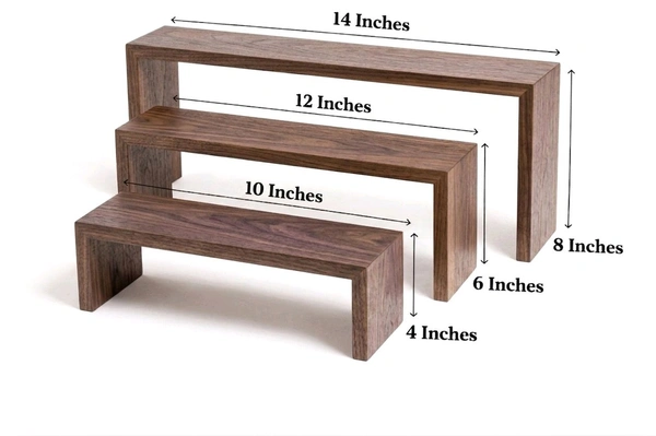 3-tier Wooden Display Riser Set Of 3 Stands