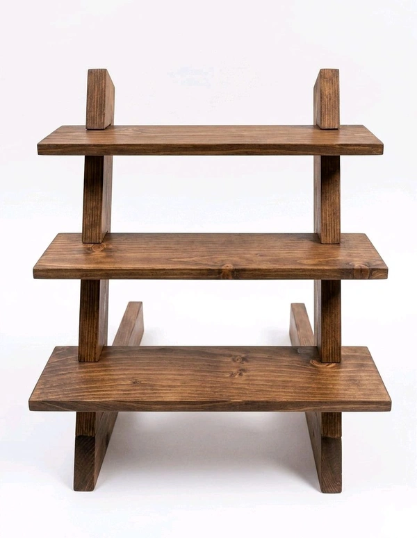 3 step Dismantling Pinewood display stand - 12 * 4 inches, with groove