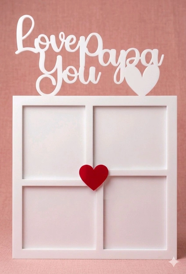 Love you Pa Double Layer White Acrylic Photo Fridge Magnet - 25 pieces