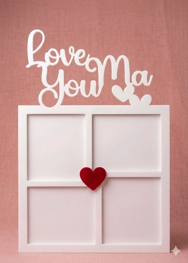 Love you Ma Double Layer White Acrylic Photo Fridge Magnet - 25 pieces
