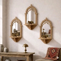 Jharokha Wall Shelf / Diya Stand / Floating Shelf - 8 * 3.75 * 2.5 inches, 1 pair, without mirror