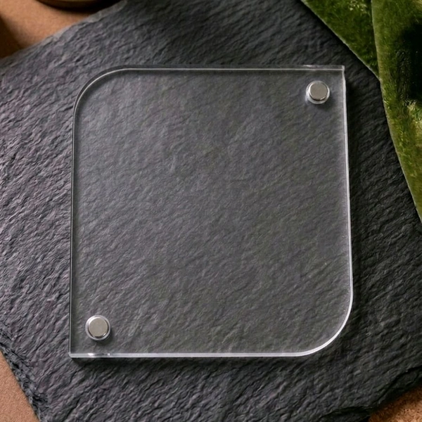 Acrylic Polaroid Fridge Magnet- Square With 2 Curved Edges - 5 pieces