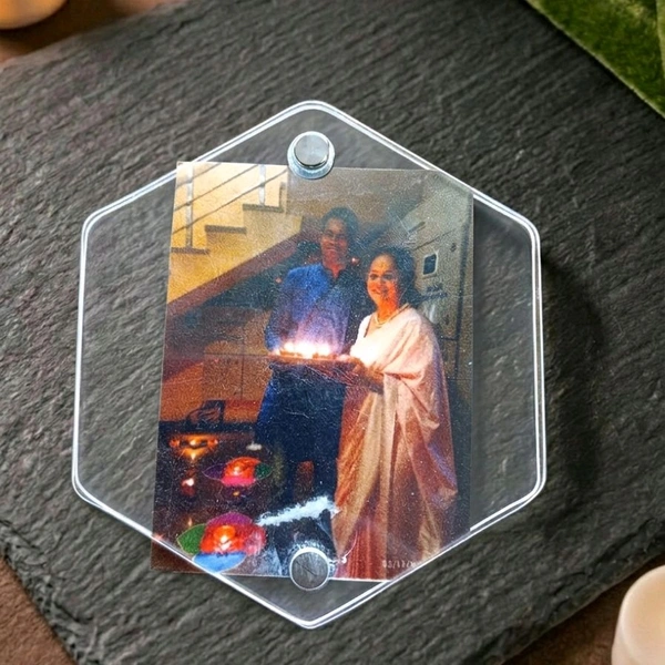 Acrylic Polaroid Fridge Magnet- Hexagon - 5 pieces