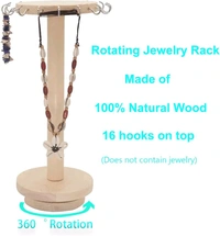 DIY Necklace Holder 360° Rotating Wooden Jewelry Organizer