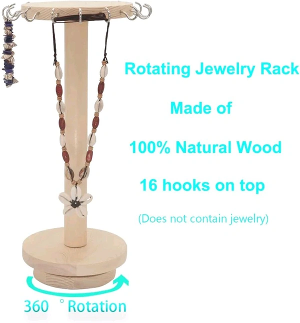 DIY Necklace Holder 360° Rotating Wooden Jewelry Organizer