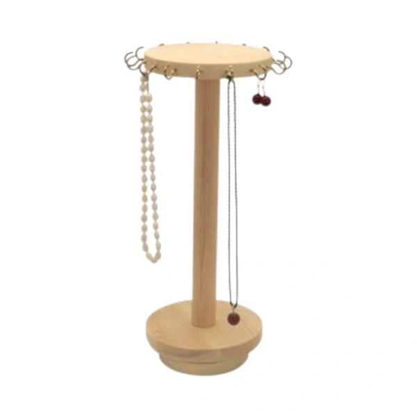 DIY Necklace Holder 360° Rotating Wooden Jewelry Organizer
