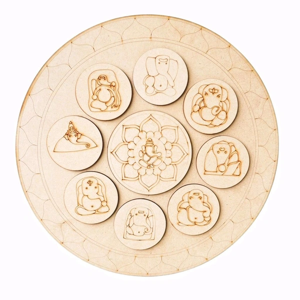 Pre-marked Ashtavinayak With Mandala Base - 18 inches