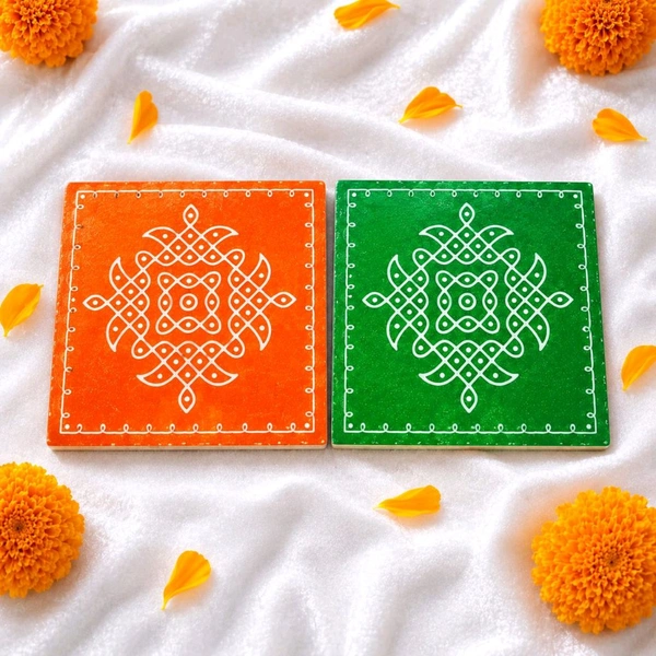 Printed Squre Acrylic Kolam Coasters