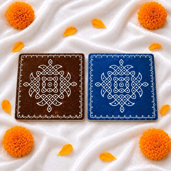 Printed Squre Acrylic Kolam Coasters 