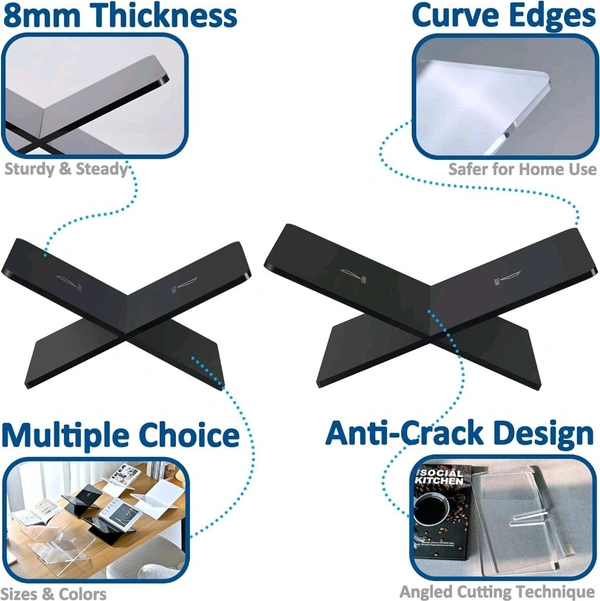 Acrylic X Shaped Book Stand Coffee Table Book Stand - standard, Black